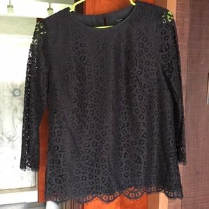 J.Crew 3/4 sleeve Black Lace Top